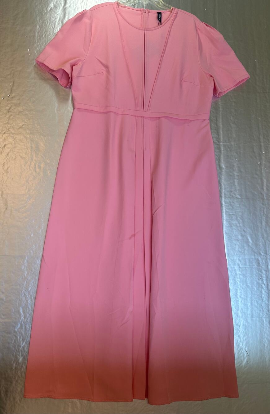 StyleWe 2XL Pink A-Line Midi Dress Empire Waist Elegant NWT